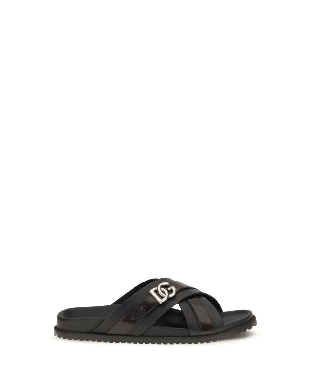Smooth calf leather Slide Sandals