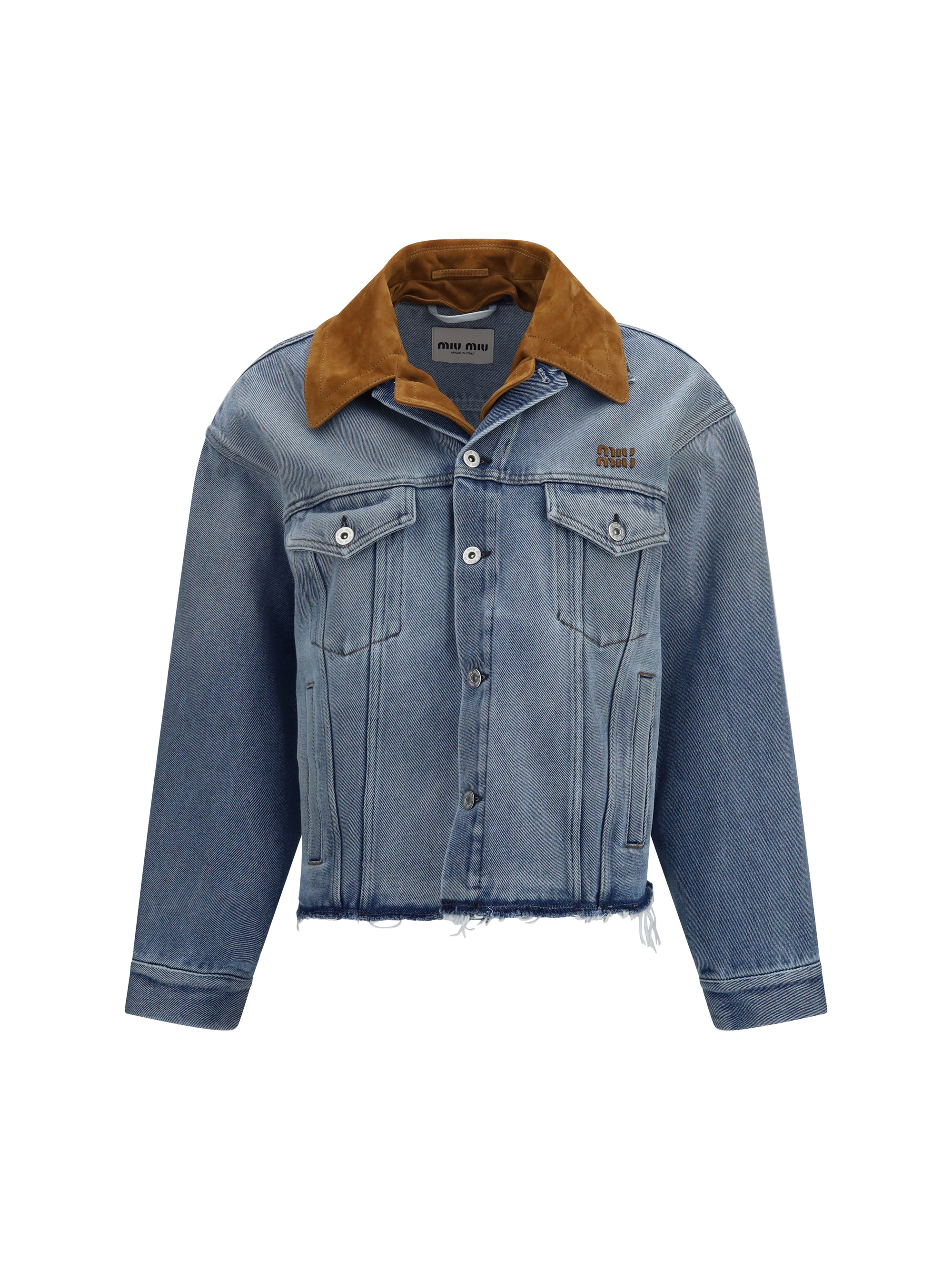 Washed denim and suede Jacket