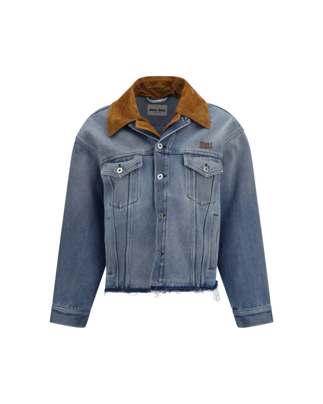 Washed denim and suede Jacket
