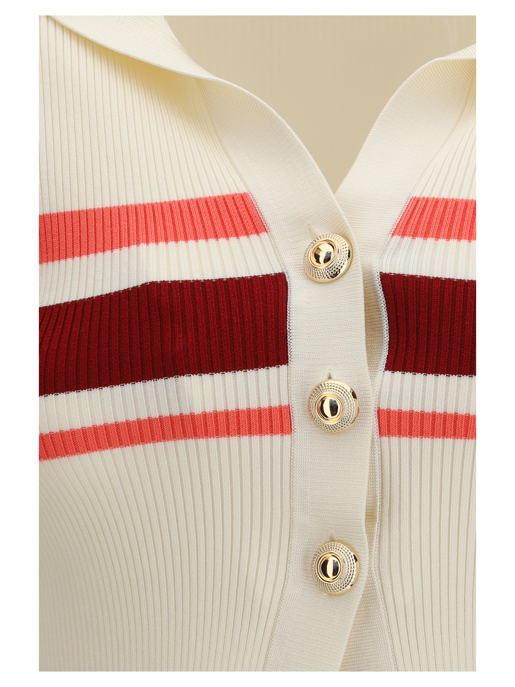 Striped viscose knit button Top