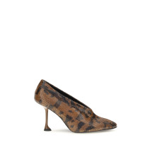 Tee Pieced python-print Pumps