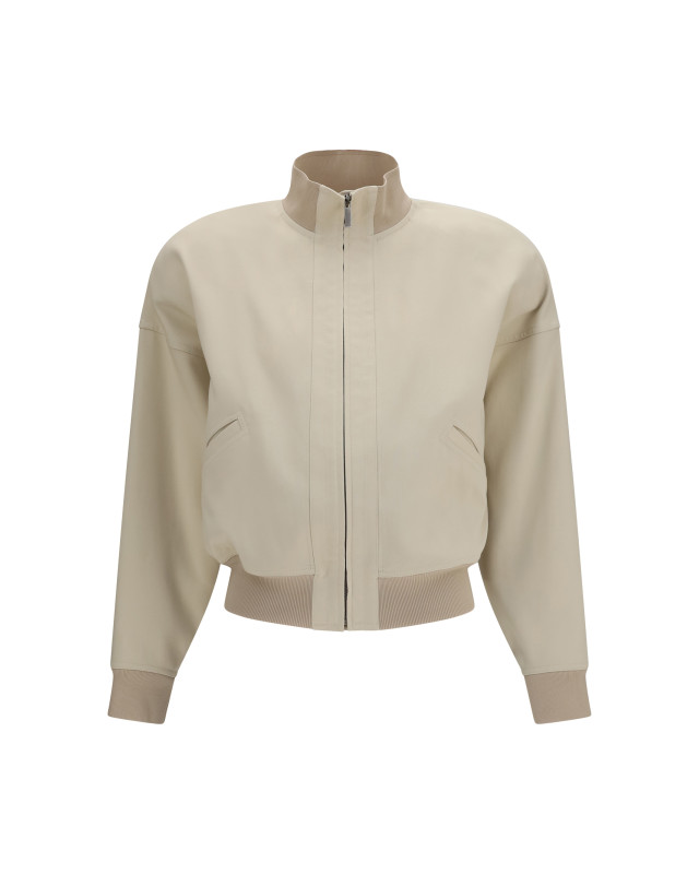 Zip Bomber Jacket in silk poplin