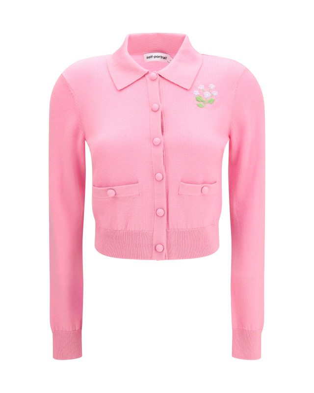 Floral embroidered knit Cardigan