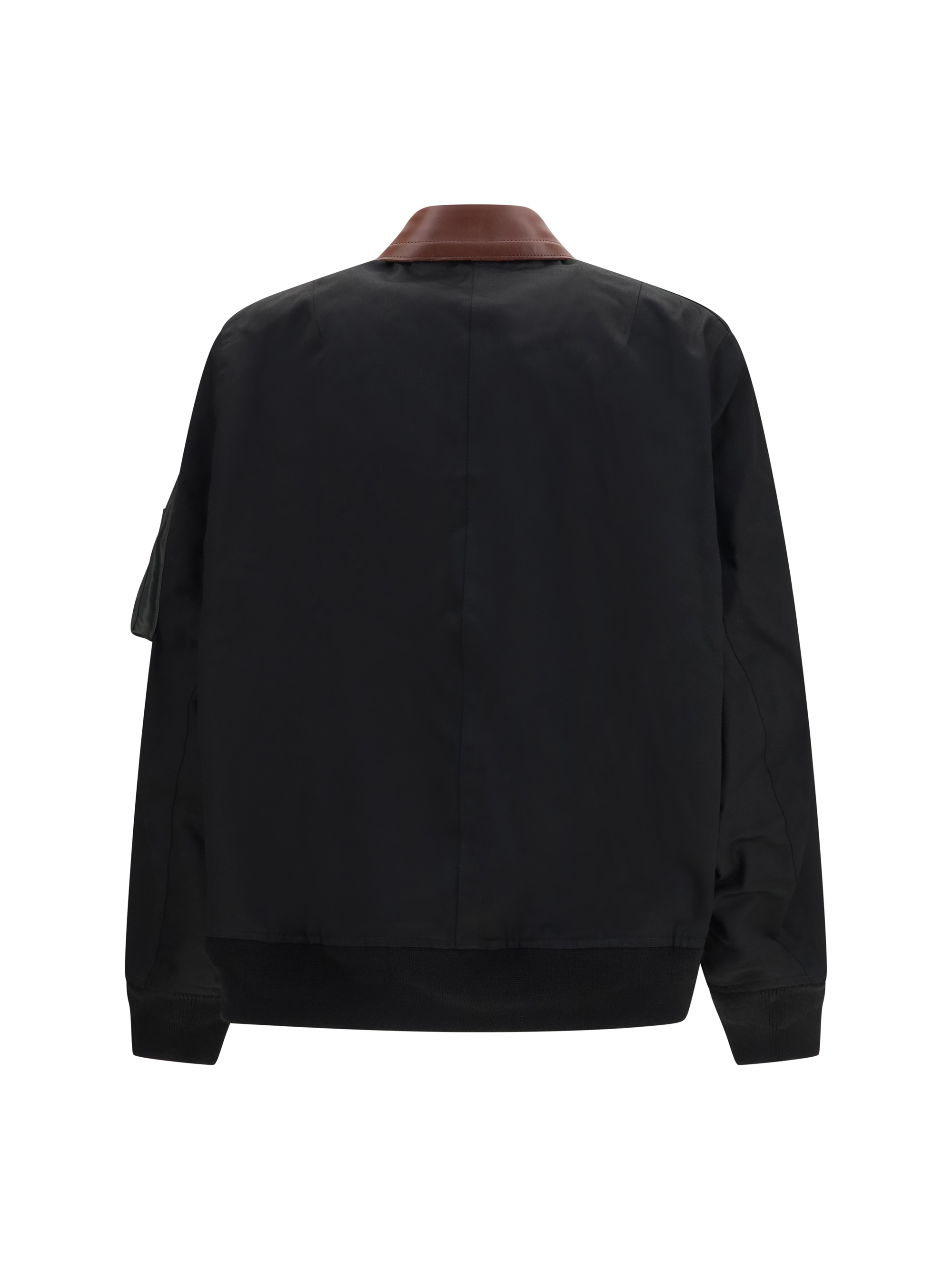 Cotton Bomber Jacket with leather details
