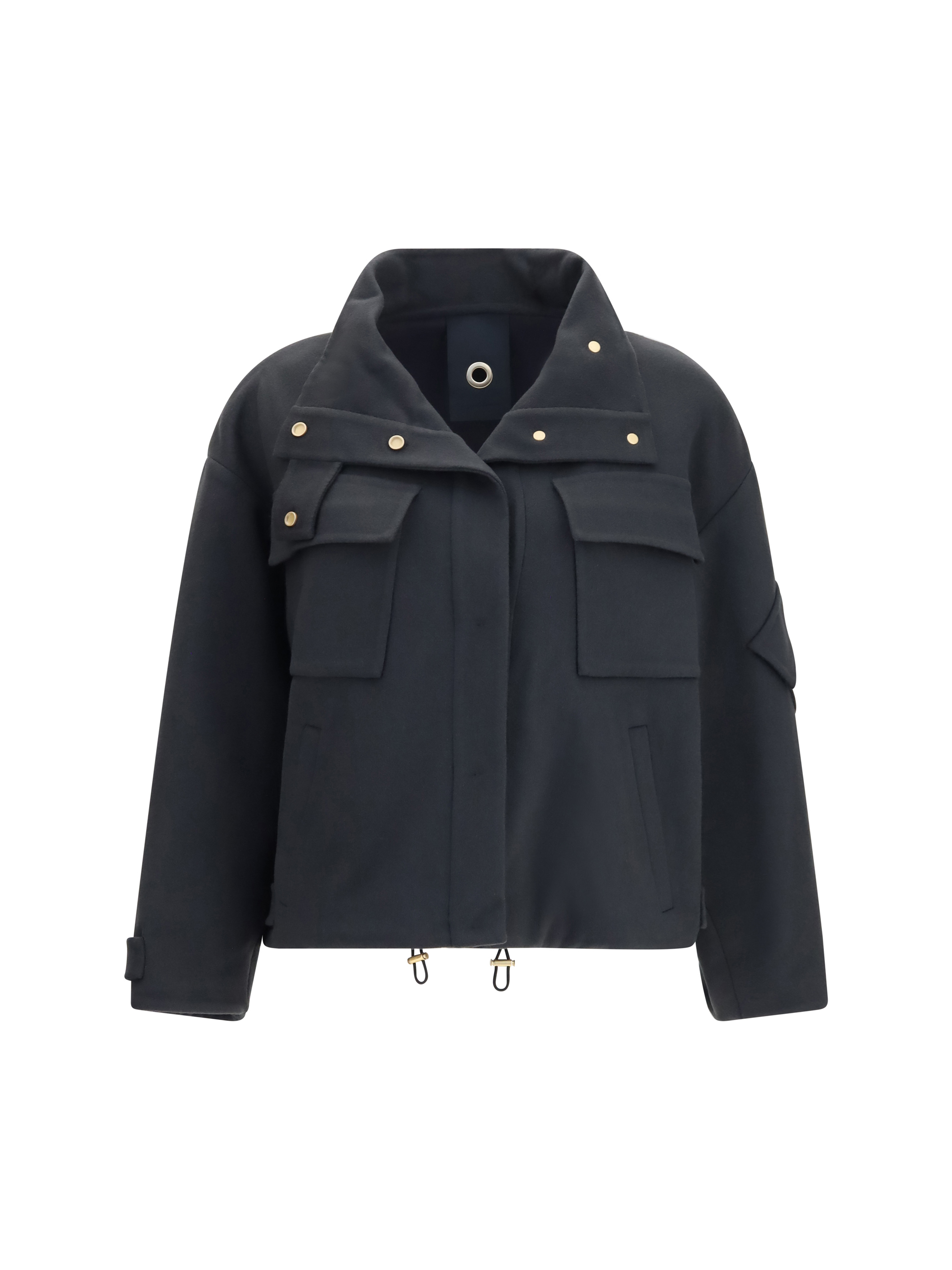 Coat Caban in double cashmere blouson with high collar