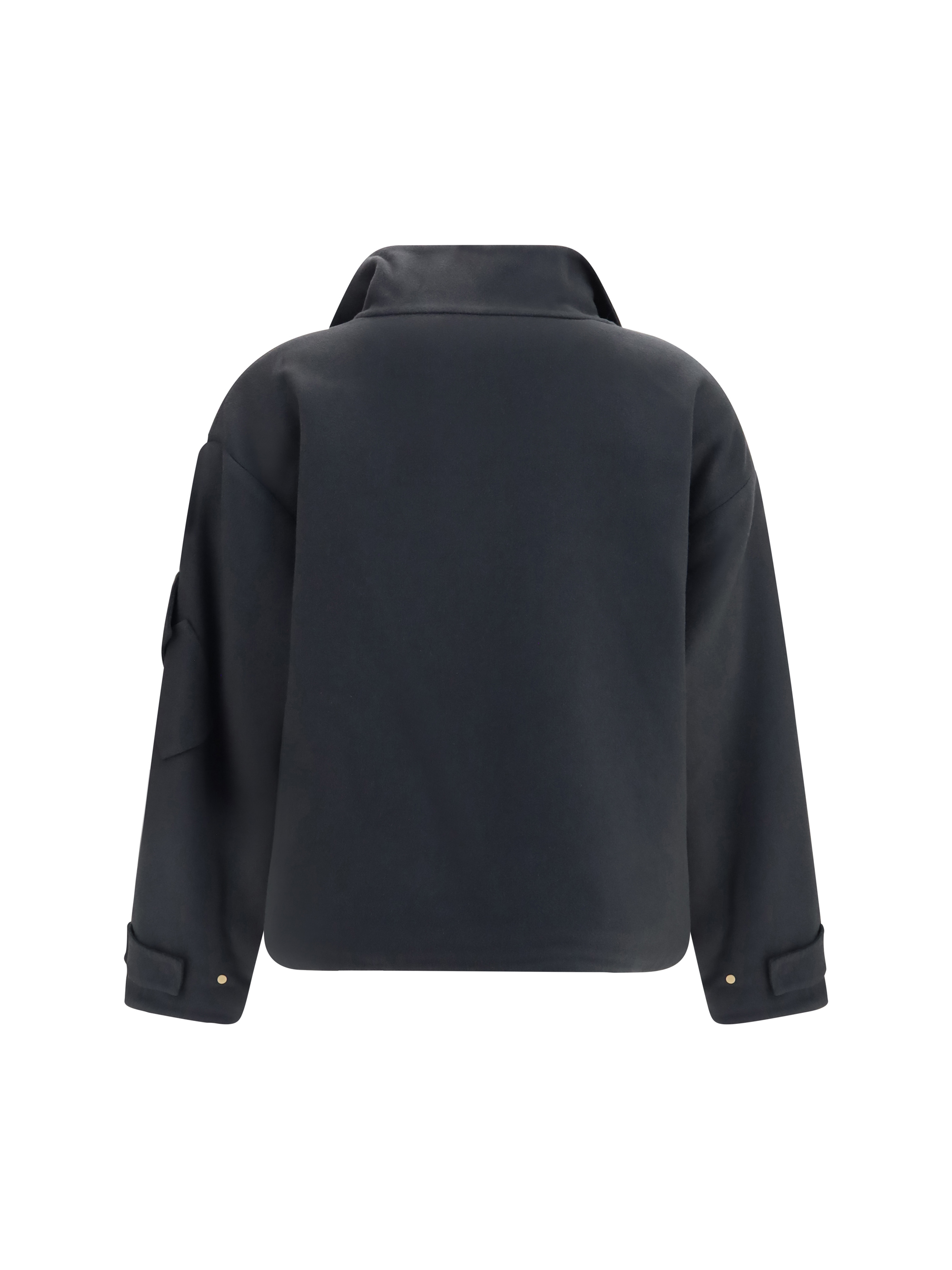 Coat Caban in double cashmere blouson with high collar