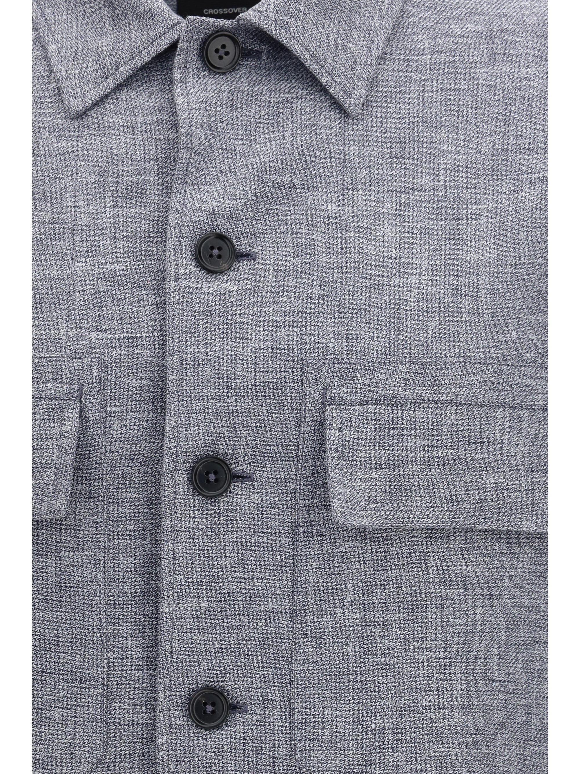 Crossover Shirt Jacket in linen wool and silk