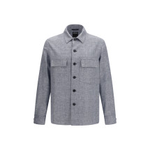 Crossover Shirt Jacket in linen wool and silk