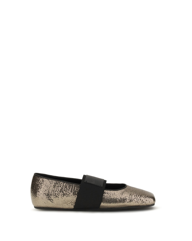 Sliced Square Ballerinas in textured leather