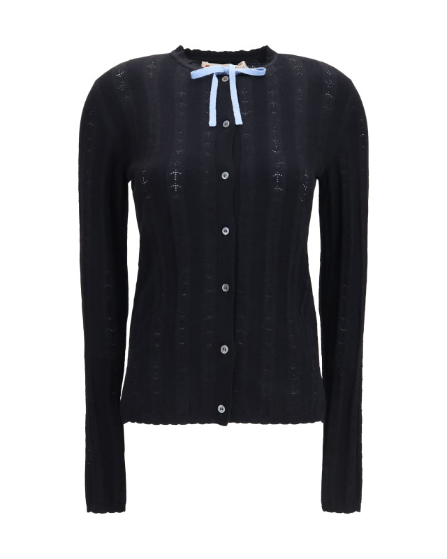 Wool and silk Cardigan with bow