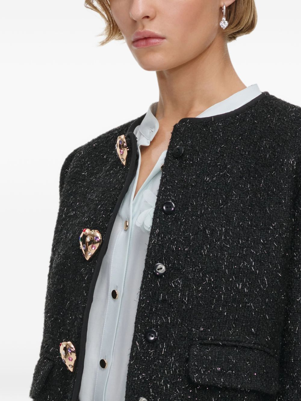 [Self - portrait] Tweed jacket FW26 AW26-131J-BBLACK