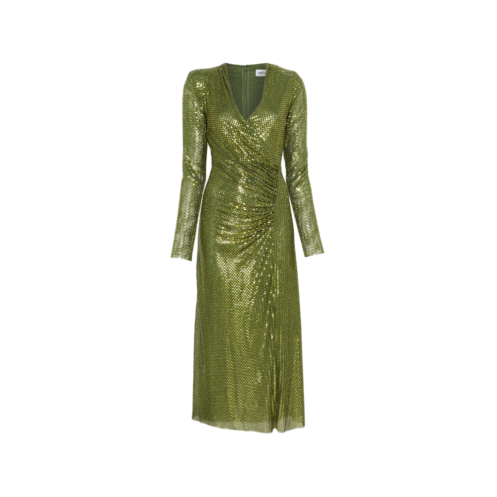 [Self-portrait] Long sleeve dress FW26 AW26-154M-G  GREEN