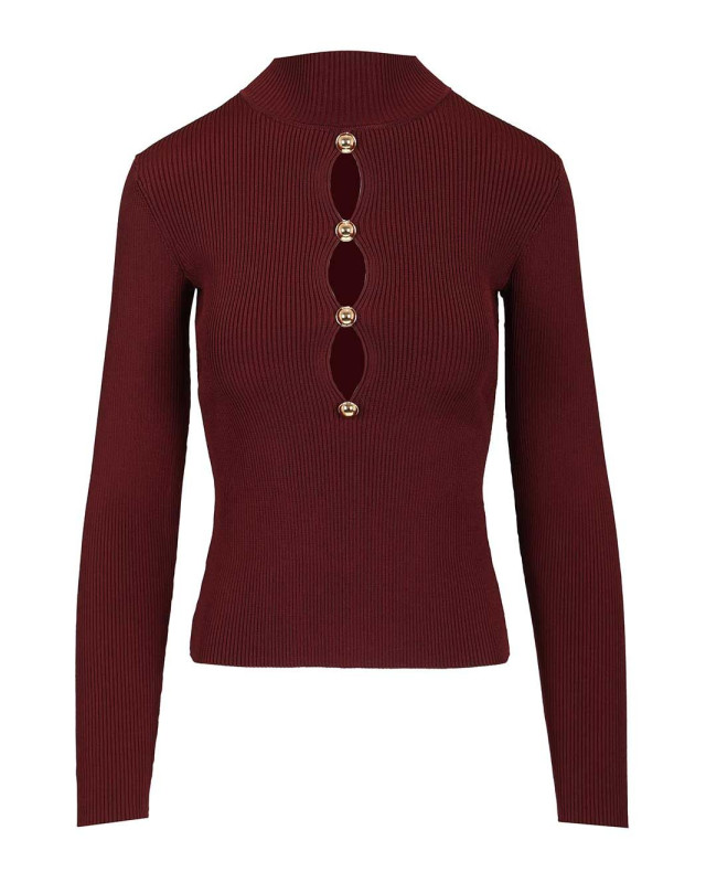 [Self-portrait] Knitwear SS26 RS26-138T-BUBURGUNDY