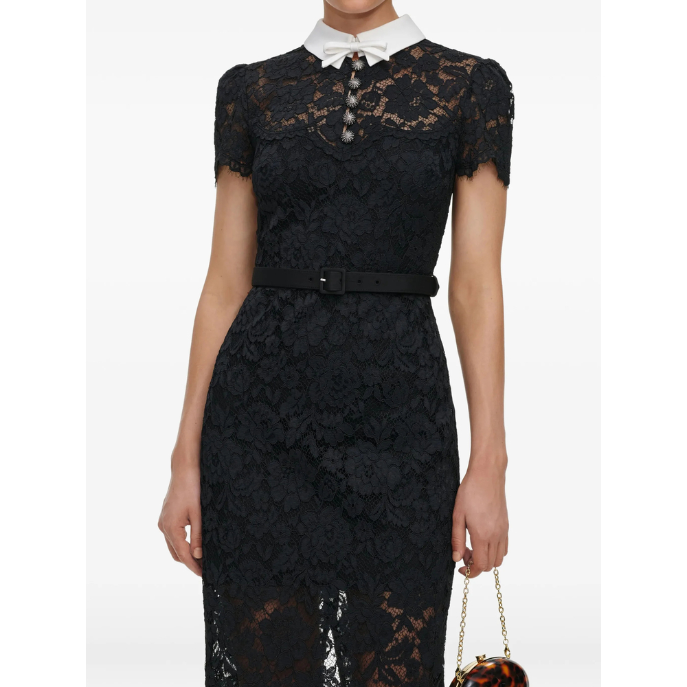 [Self-portrait] Short sleeve dress FW26 AW26-019MA-B  BLACK