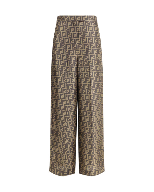 Monogram pattern silk Pants