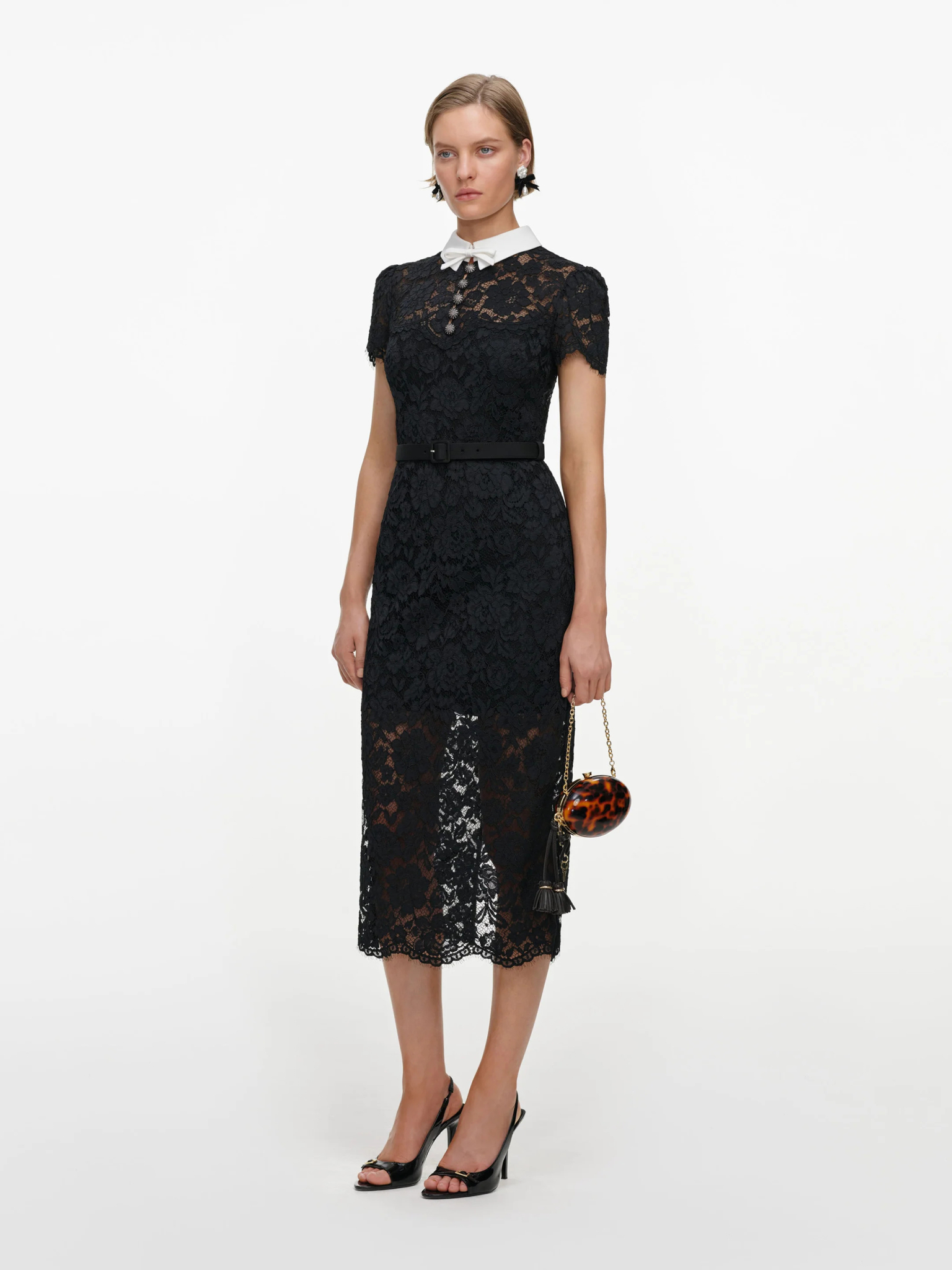 [SELF PORTRAIT] Short sleeve dress FW26 AW26019MABBLACK
