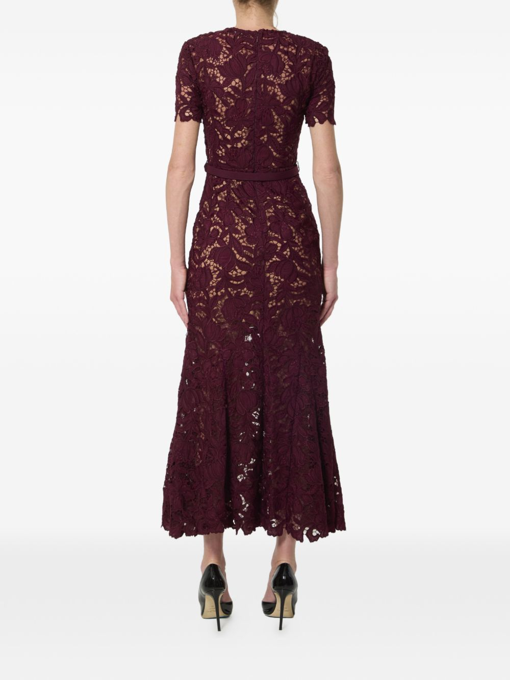 [Self - portrait] Short sleeve dress FW26 PF26-107M-BUBURGUNDY