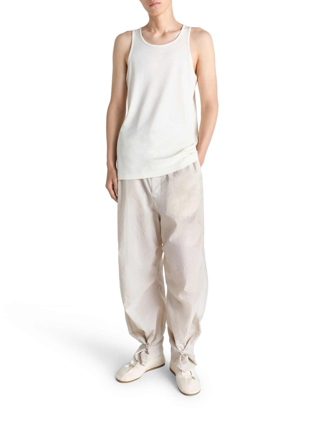[LEMAIRE] T-shirts Sleeveless SS26 TS0029LJ1016WH048 LIGHT CREAM