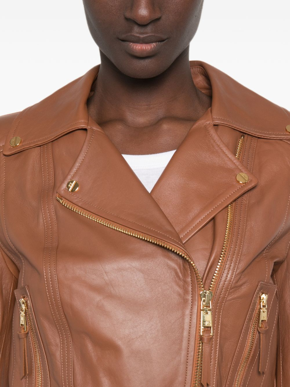 [ELISABETTA FRANCHI] Leather Jacket FW26 GD01Z66E2FK3
