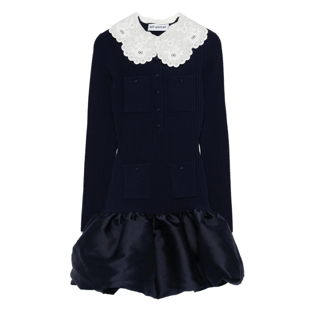 [Self-portrait] Long sleeve dress SS26 RS26-106SB-N  NAVY