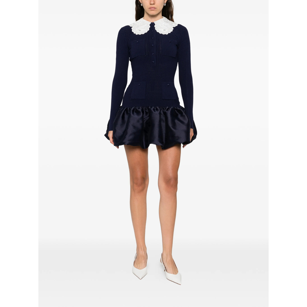 [Self-portrait] Long sleeve dress SS26 RS26-106SB-N  NAVY