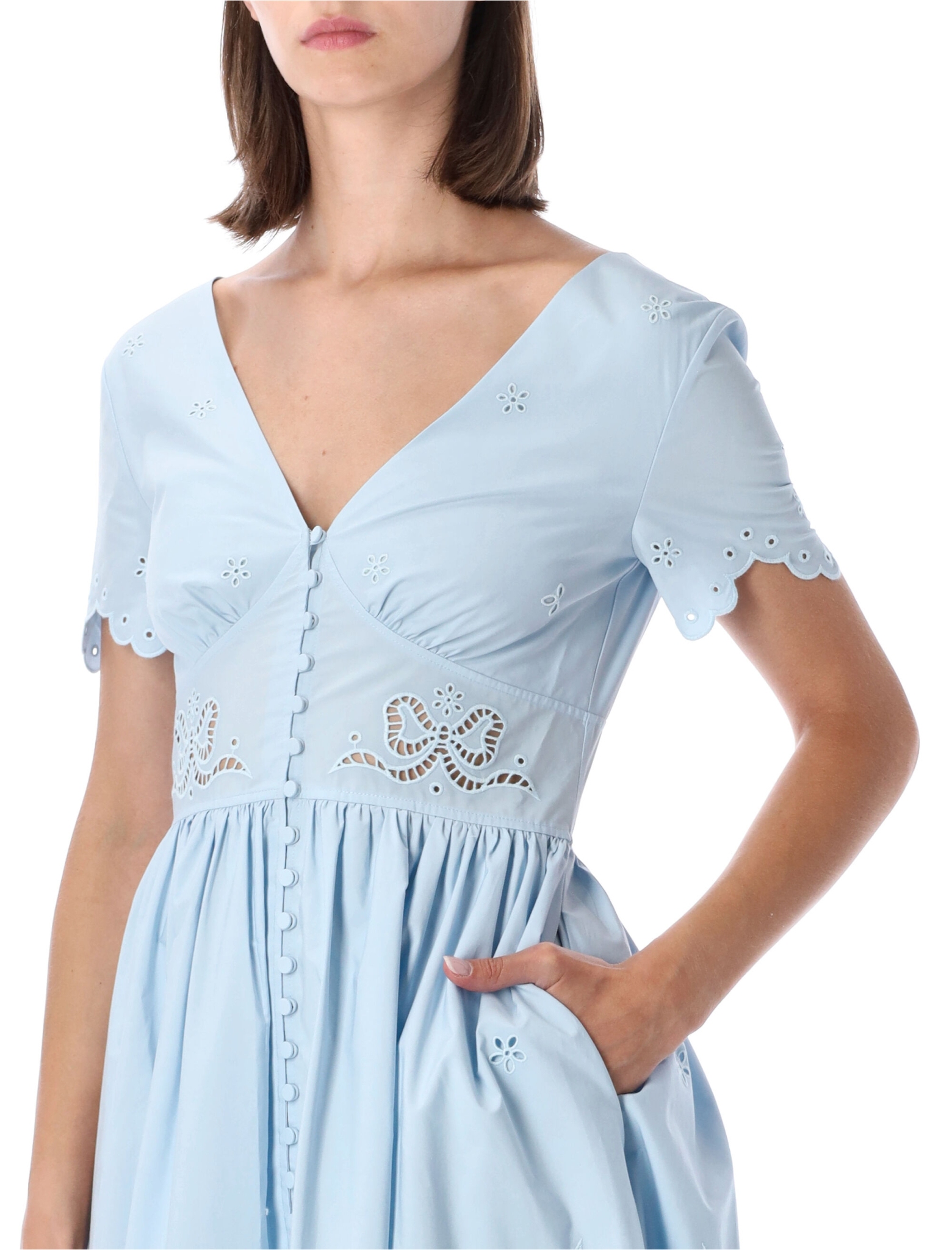 [SELF PORTRAIT] Short sleeve dress FW26 PF26018MABLLIGHT BLUE