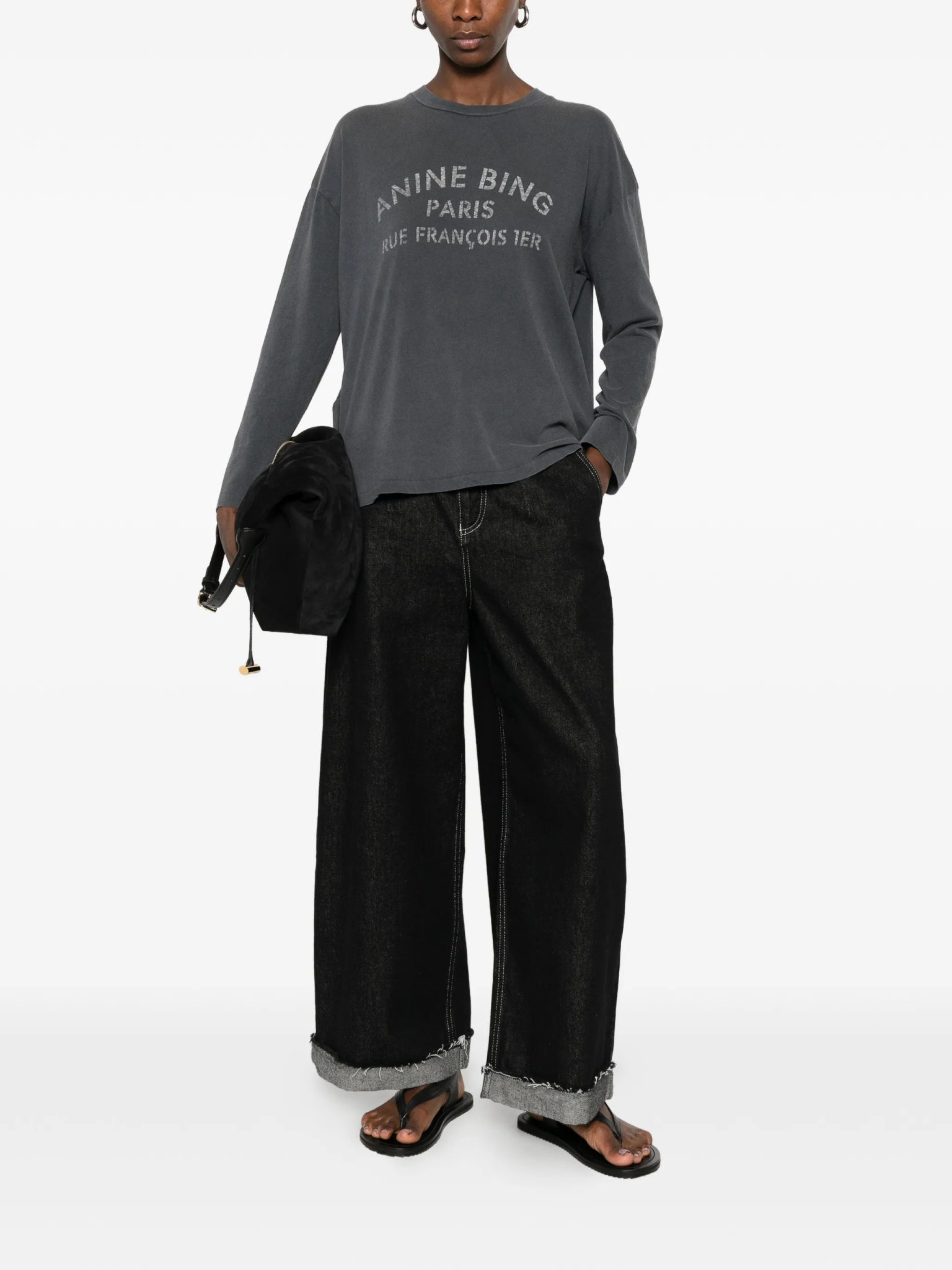 [Anine Bing] T-shirts Long Sleeve FW26 A0812757WBL1