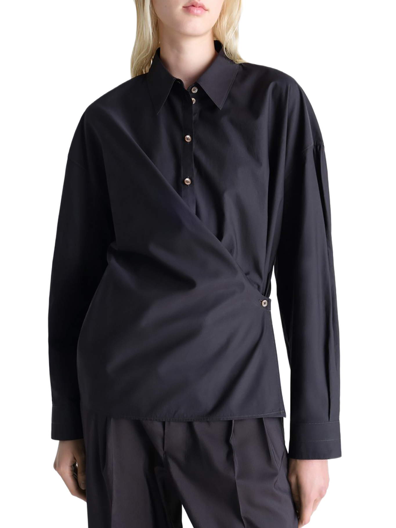[LEMAIRE] Shirts Long Sleeve FW26 SH1141LF1500BK998 SQUID INK