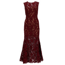 [Self-portrait] Sleeveless dress SS26 RS26-167MA-BU_BURGUNDY