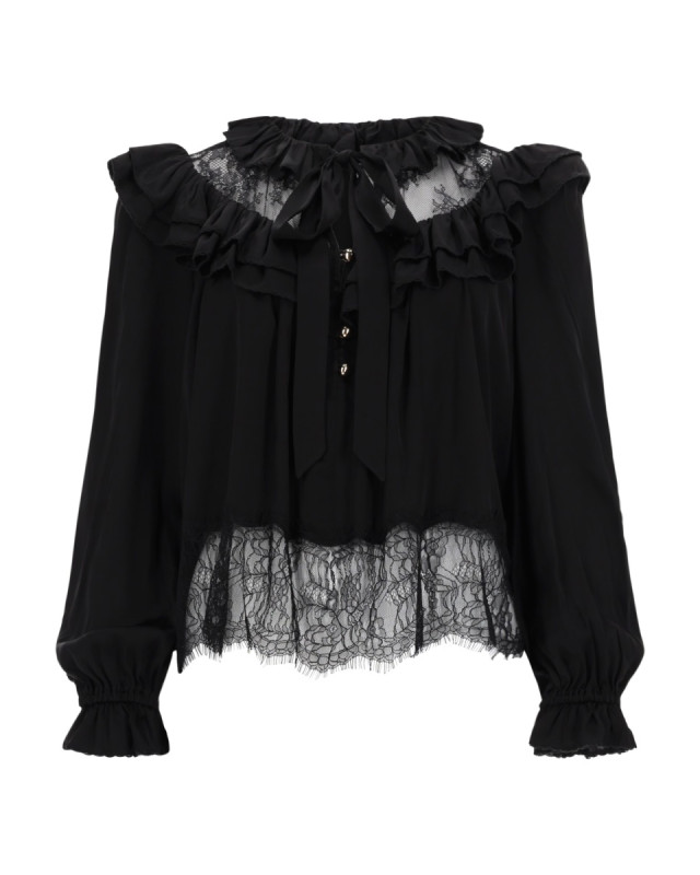 [Self-portrait] Blouse SS26 RS26-192T-B_BLACK