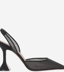 [Amina Muaddi] Pumps SS26 HOLLIMESHSLING95BLACKMESH