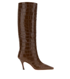 [Amina Muaddi] Boots SS26 MONABOOT80 BROWNPRINTE