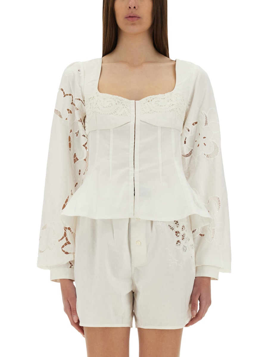 [MARINE SERRE] Shirts Long Sleeve SS25 WSI028A_UWOV0007WH10