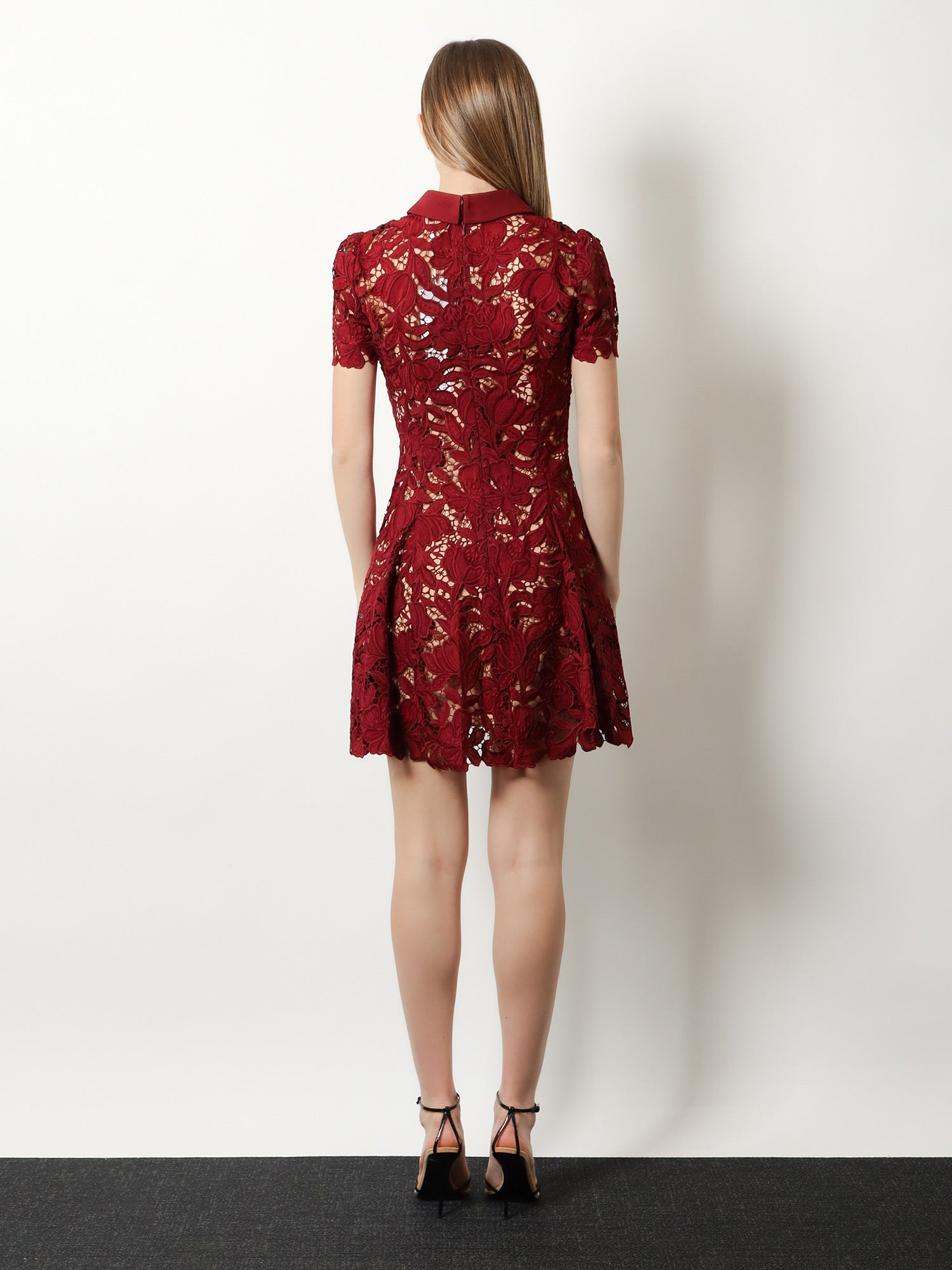 [SELF PORTRAIT] Short sleeve dress FW26 PF26111SABUBURGUNDY