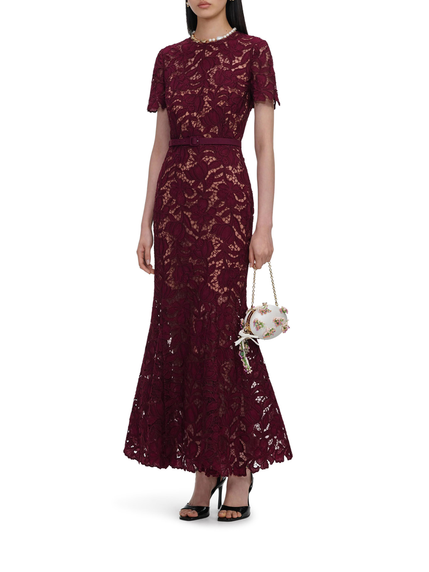 [Self-portrait] Short sleeve dress FW26 PF26107MBUBURGUNDY