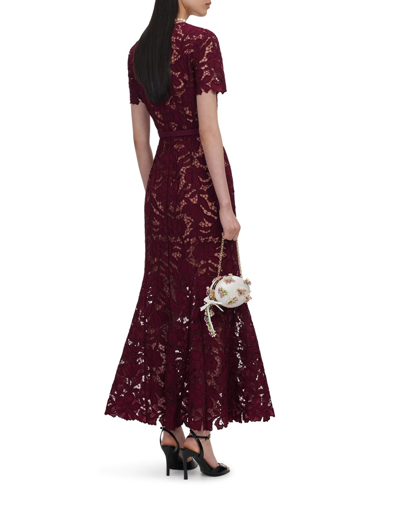 [Self-portrait] Short sleeve dress FW26 PF26107MBUBURGUNDY