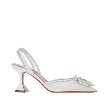[Amina Muaddi] Sandals SS26 BEGUMMESHSLING70MESHWHITE-WHITE