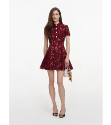 [SELF PORTRAIT] Short sleeve dress FW26 PF26111SABUBURGUNDY