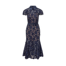 [Self-portrait] Short sleeve dress SS26 RS26171MN NAVY
