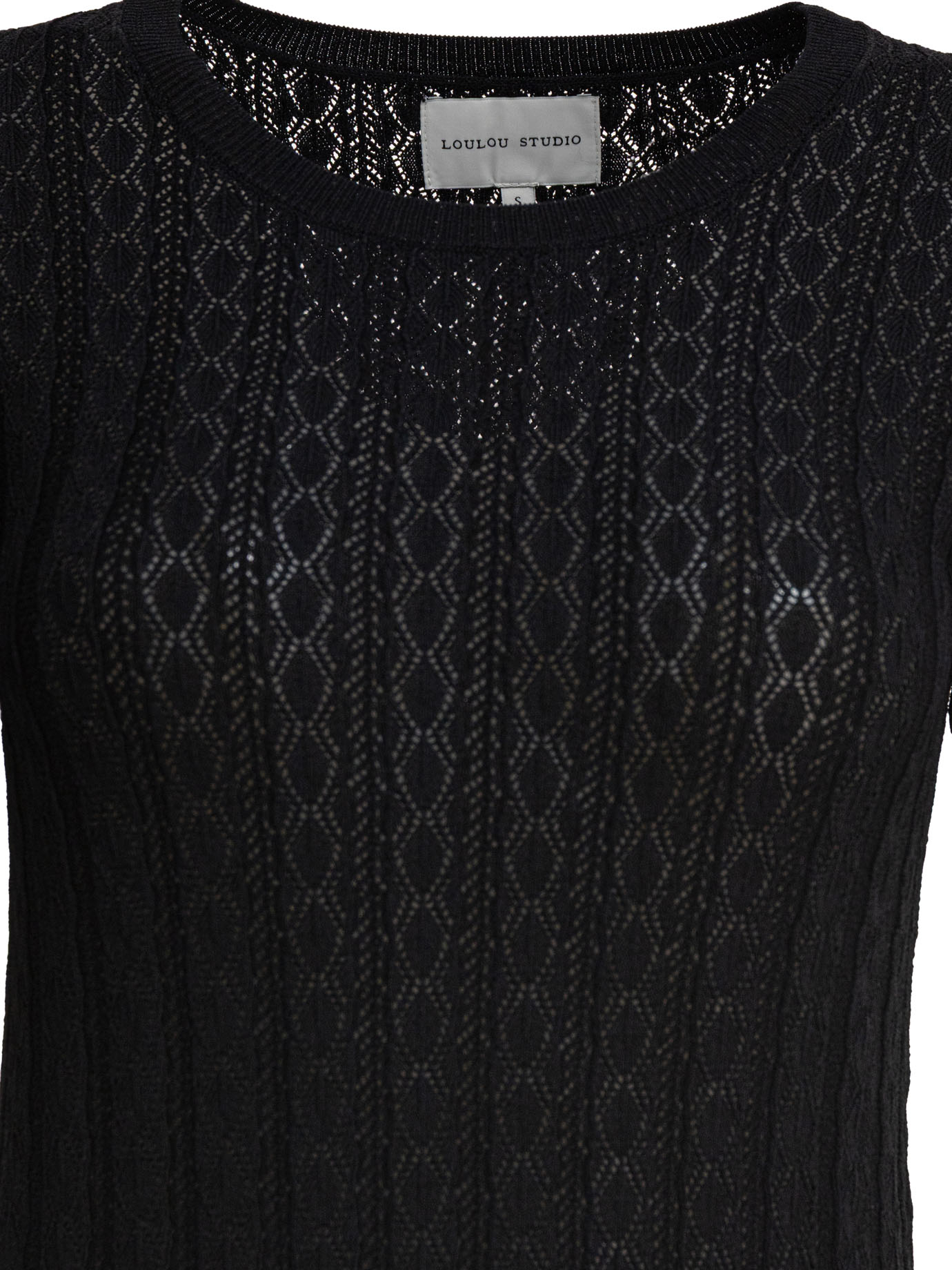 [LOULOU STUDIO] Short sleeve dress SS25 ARUBABLACK