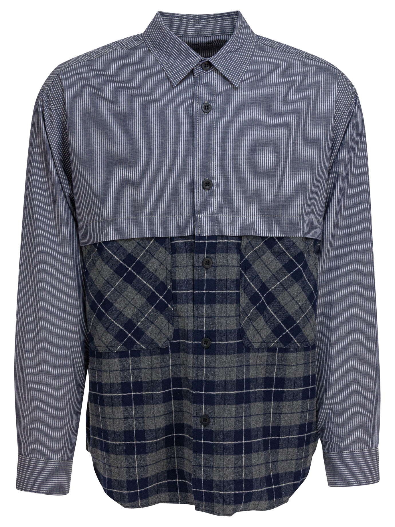 [Comme Des Garcons Homme] Shirts Long Sleeve FW25 HP-B018-W251 NVY/WHT XGRY/N
