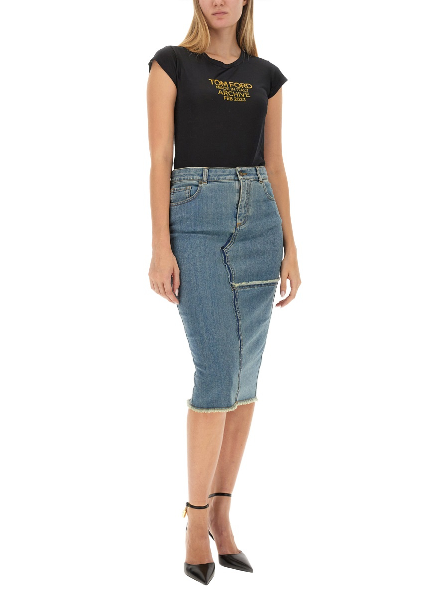 [Tom Ford] Midi skirt FW23 GC4130_DEX217HB460
