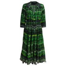 [Samantha Sung] Long sleeve dress FW25 ASTERWATERCOLOR PLAID GREEN