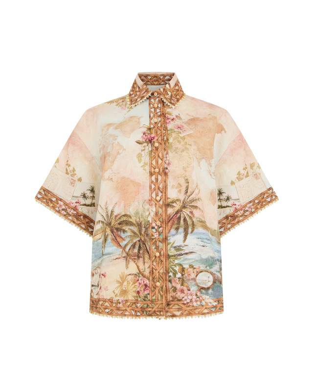 Printed linen shirt
