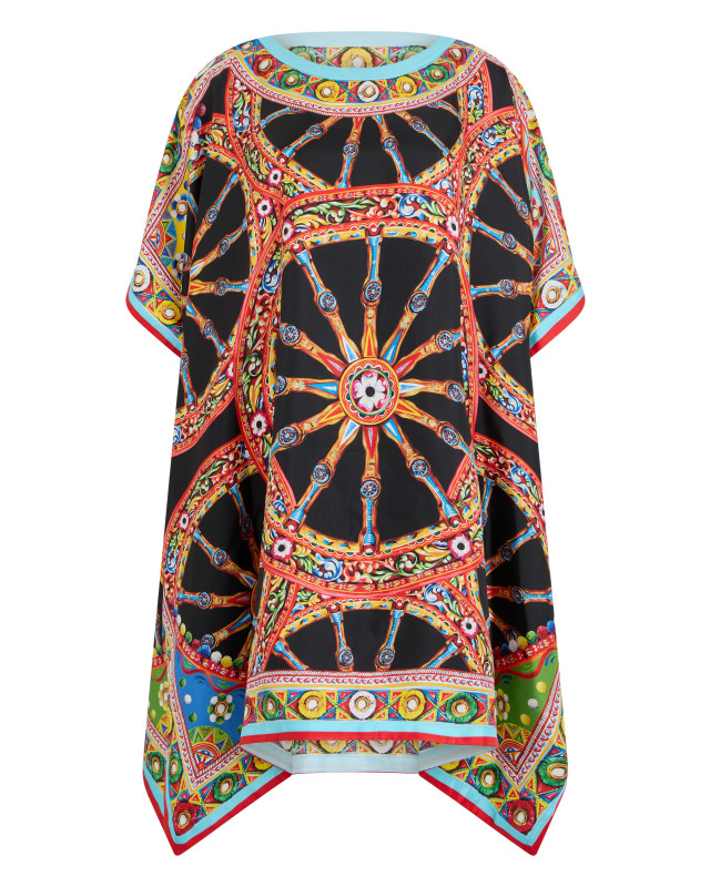 Silk kaftan with print