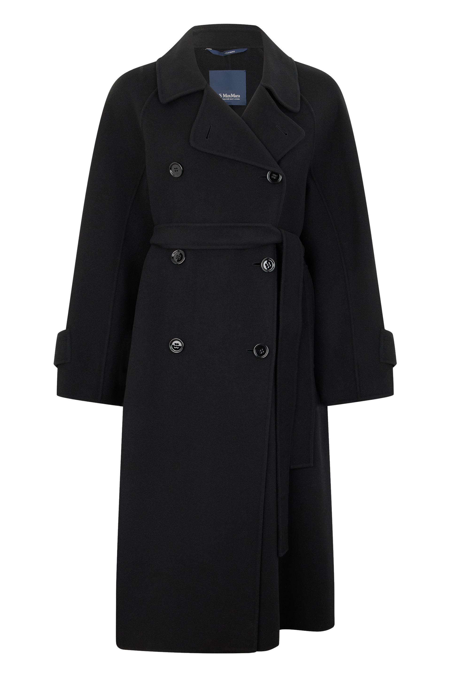 Long black coat with belt
