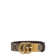 Leather and GG supreme fabric reversible belt