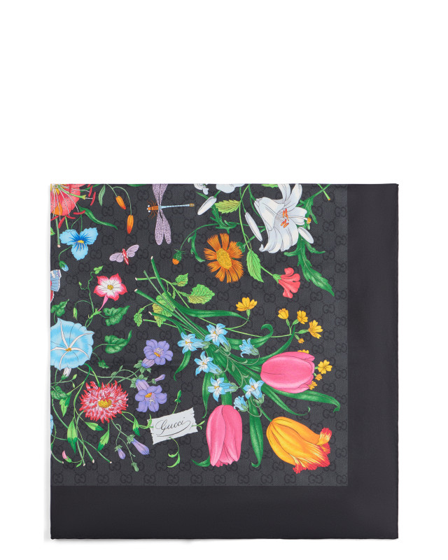 Silk twill square with print