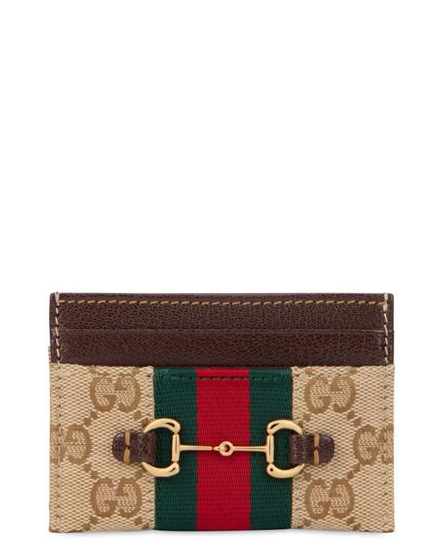 Card holder with horsebit and monogram
