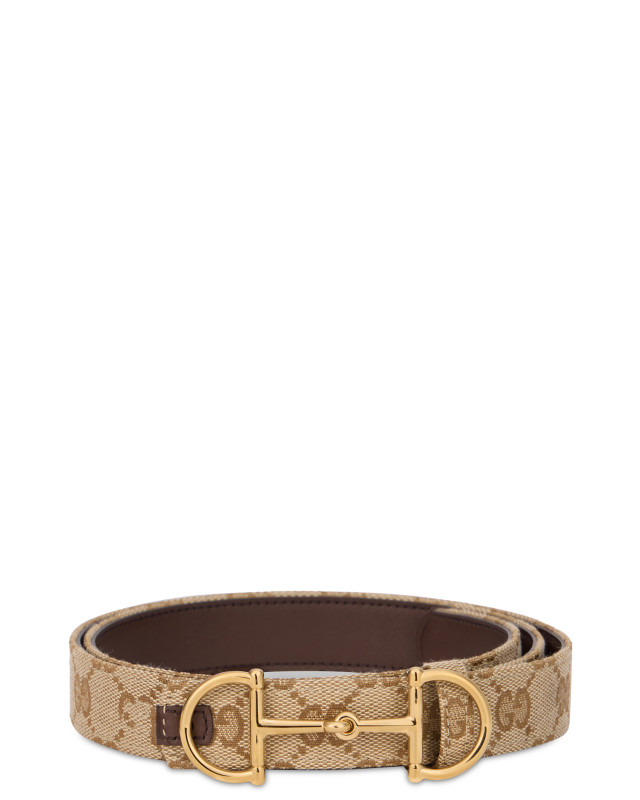 Reversible belt with monogram and buckle